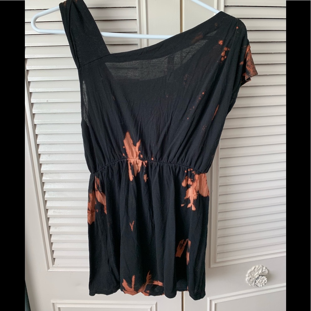 Free people black bleach print mini dress XS
